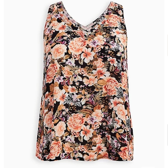 TANK TOP - CRINKLE GAUZE FLORAL BLACK - Picture 7 of 7